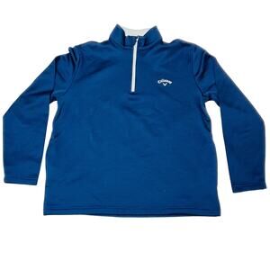 Callaway Pullover Sweater Men Medium Navy Blue 1/4 Zip Golf Embroidered Used